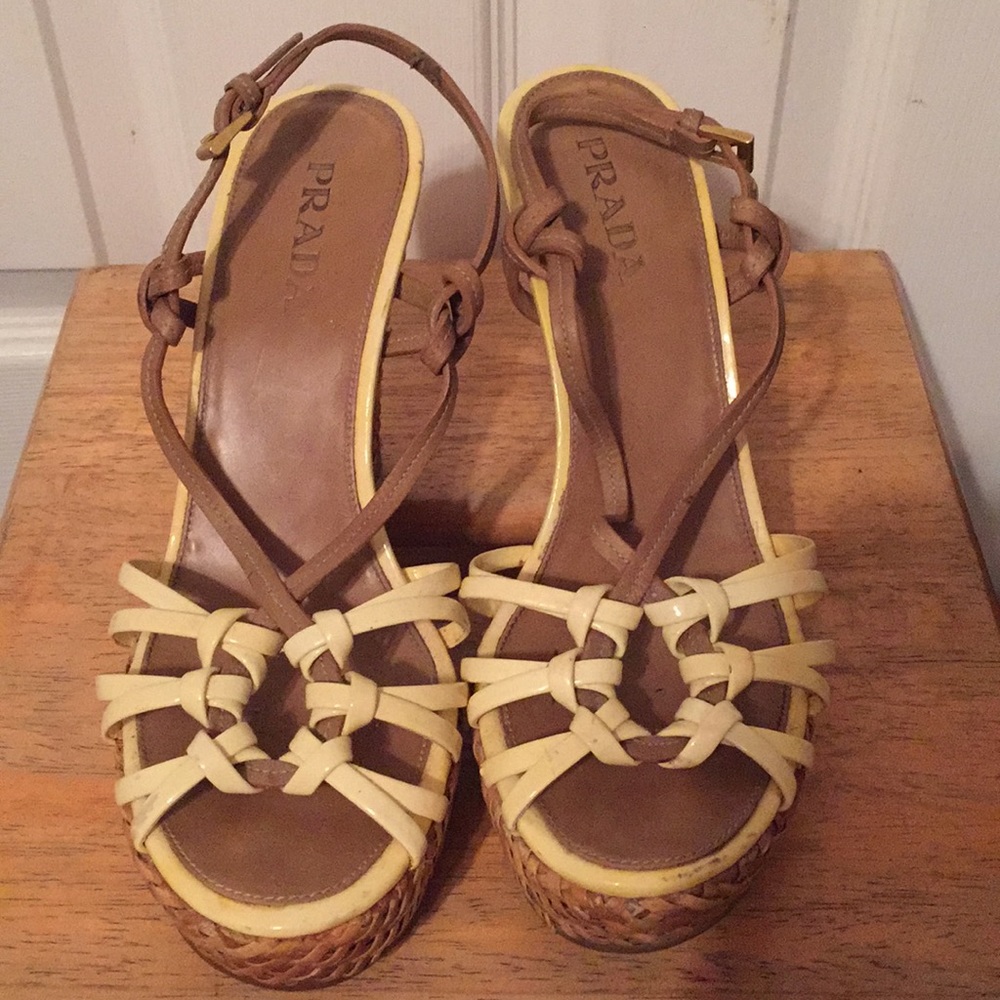 Authentic Prada Wedge Sandals. Size 7.5
